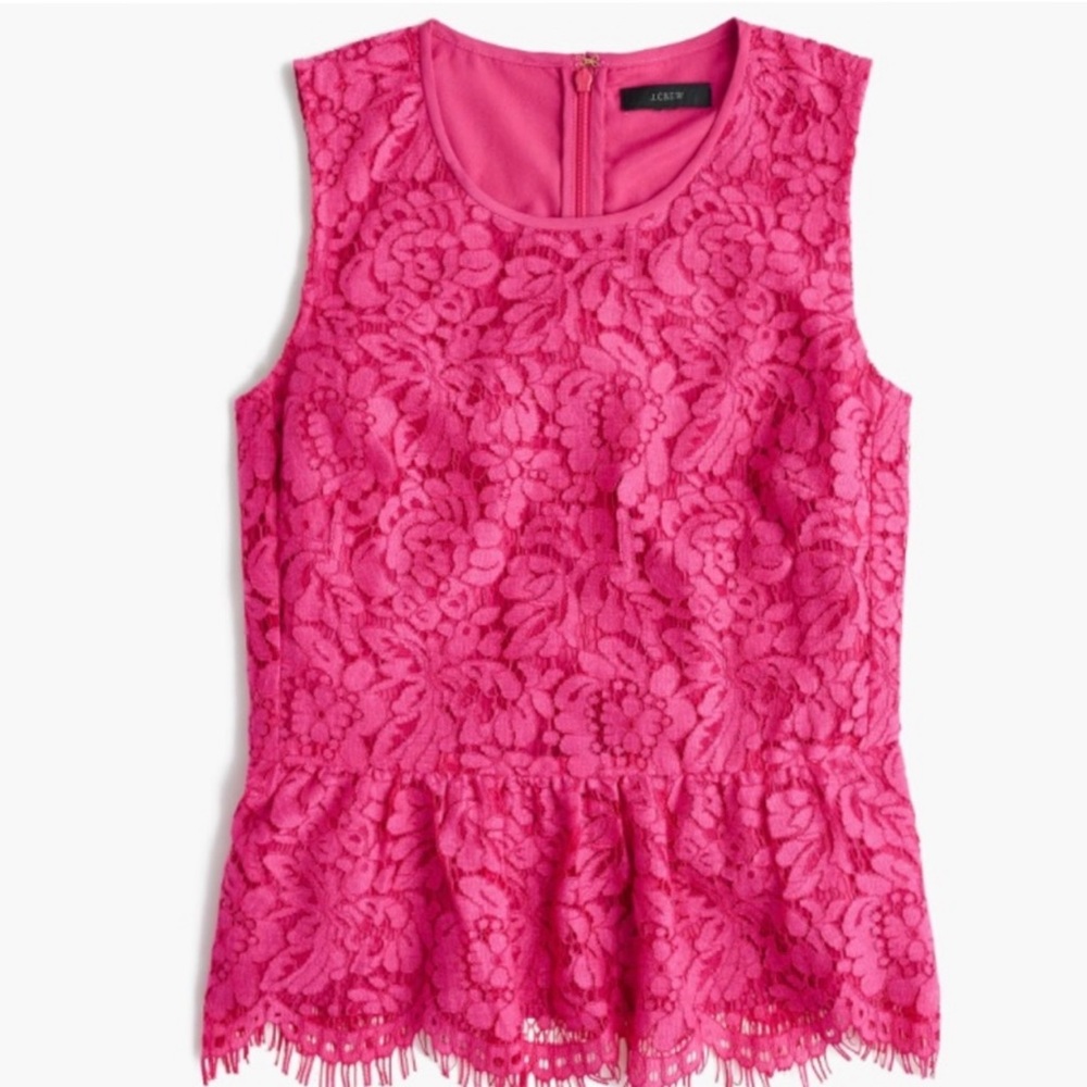 Pink Lace Peplum J. Crew Blouse